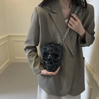 Shoulder Bag Halloween Funny Ghost Skull Bag Pu Leather Zipper Handbag Purse Small Crossbody