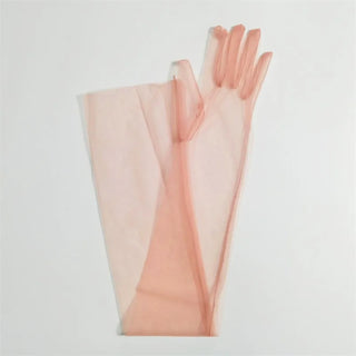 Sheer Ultra Tulle Gloves Mesh Full Finger Elbow Long Gloves Vintage Sunscreen Gloves Wedding Bride Dress Mittens