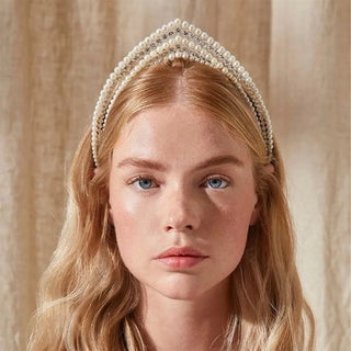 Gorgeous Boho Princess Pearl Headband Headpiece for Women Wedding Elegant Gifts Rhinestone Bridal Hairband Hair Accessories