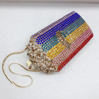 Elegant Crystal Popcorn Clutch Bags for Women Party Purse Red Evening Bags Wedding Bridal Day Clutches