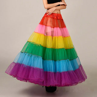 Tulle Skirt For Women Women's Long Puff Party Dance Performance Rainbow Multi Layered Tulle Skirt Female New Chic Dance Costume