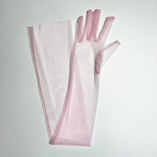 Sheer Ultra Tulle Gloves Mesh Full Finger Elbow Long Gloves Vintage Sunscreen Gloves Wedding Bride Dress Mittens