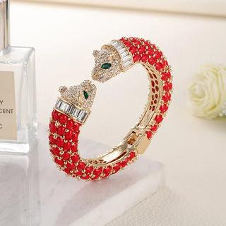 Animal Bracelets Gold Plated Tiger Bangles Cuff Costume Jewelry Resin Rhinestones
