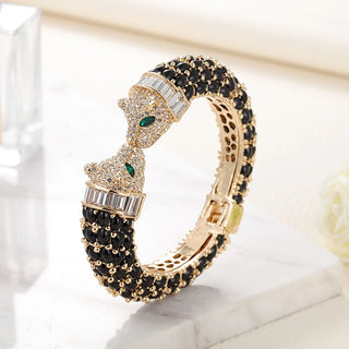 Animal Bracelets Gold Plated Tiger Bangles Cuff Costume Jewelry Resin Rhinestones