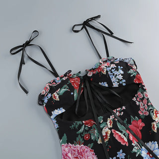 New princess suspender high low skirt, women's floral cake skirt