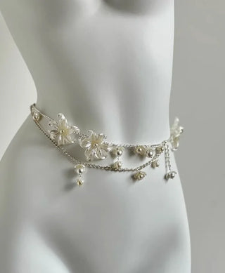 Designer Red blood belt Jewelry Multilayer Pearl waist chain for Women's Fashion Retro Character Playing Body Accessories Party Belts