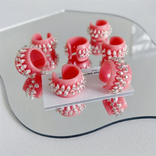 Braces Colorful Acrylic Teeth Rings Geometric Resin Ring Halloween Party Jewelry