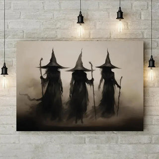 Abstract Retro Witch Halloween Canvas Prints Witchcraft Cartoon Cosplay Wall Art Poster for Family Bedroom Office Decor Cuadros