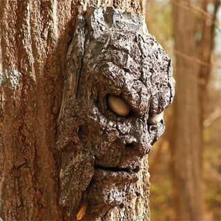 Tree Bark Face creepy Halloween Garden Sculpture Monster Tree Face Statue Holiday Gift Horror Atmosphere Haunted House Decor