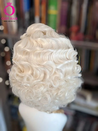 Platinum Blonde Monroe Cosplay Wig Synthetic 13x4 Lace Front Wig Heat Resistant Wavy Pink Short Drag Queen Wigs For  Women