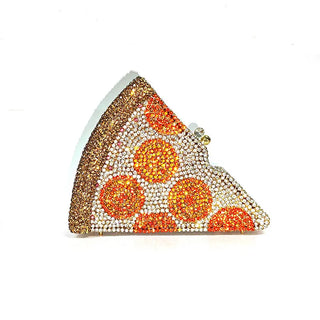 NEW drop women rhinestone purse funny pizza bag chic luxury Crystal Clutches