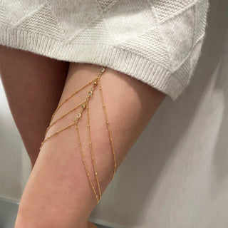 Bohemian Elastic Band Leg Thigh Chain Women Beach Sexy Long Tassel Multilayer Adjustable Body Jewelry Dress Decorate Unisex