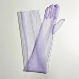 Sheer Ultra Tulle Gloves Mesh Full Finger Elbow Long Gloves Vintage Sunscreen Gloves Wedding Bride Dress Mittens