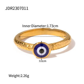 Devil's Eye Design Blue stones Stainless Steel 18K Gold Color