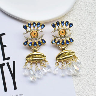 Baroque Style Vintage Metal Eyes Design Dangle Earrings Jewelry Fashion Exaggerated Lady Ears' Accessories