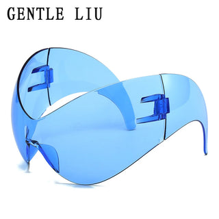 Bug fashion Oversized Y2k Sports Sunglasses Women 2000's Wrap Around Shield Goggle Men Luxury Brand Designer Trends Punk Sun Glasses Oculos