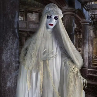 Life-Size Scary Ghost Bride, Halloween Decor Animatronic with Touch Activated Lights and Sound, Battery Operated Indoor , Halloween