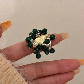 Vintage Natural Stone Malachite Glass Multi-pendant High-grade Fringe Open Party Jewelry
