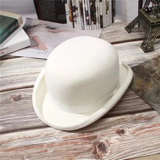 Pink 100% Wool Hat Top Mad Hatter Black White Magic Hat Feather Accessories