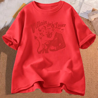 Villain Lover T-shirts Dark Romance Tee Retro Bookish Merch Graphic T Shirts Book Lover Gift YA Dark Fantasy Book Club Clothes