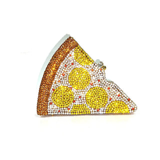 NEW drop women rhinestone purse funny pizza bag chic luxury Crystal Clutches