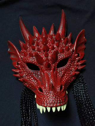 Red Dragon Mask Headdress Performance Clothing Nightclub Red Exaggerated Headwear Performance Clothing