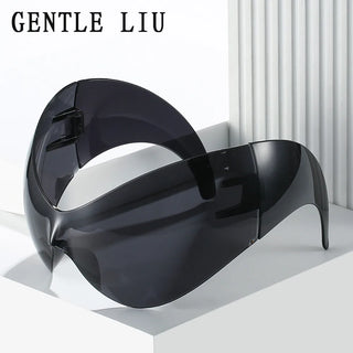 Bug fashion Oversized Y2k Sports Sunglasses Women 2000's Wrap Around Shield Goggle Men Luxury Brand Designer Trends Punk Sun Glasses Oculos