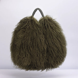 Real Mongolia Fur Handbags Women's Lamb Fur Plush Shoulder Bags Soft Fur Hobo Handbag Women Large Capacity  Purse