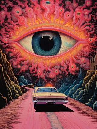 Retro Surrealism Space UFO Trippy Poster Canvas Painting Wall Art Pictures Home Room Decor