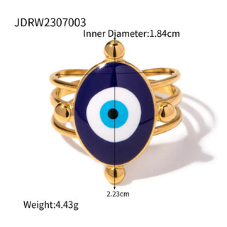 Devil's Eye Design Blue stones Stainless Steel 18K Gold Color