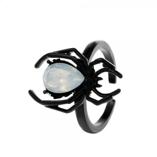 Halloween Exaggerated Spider Rings for Gothic Aesthetic Dark Animal Imitation Pearl Finger Ring Men Party Punk Jewelry