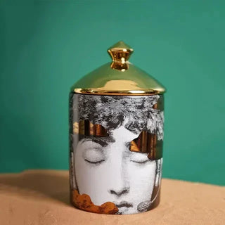 Handmade Ceramic Empty Candle Holder Incense Candles Jar Lady Face Red Lip Cup Living Room Ornaments Home Decoration Box Crafts