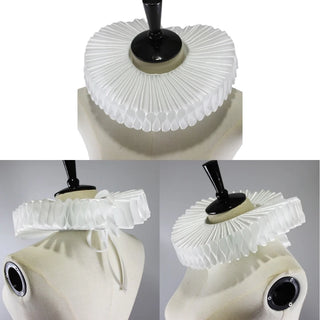 White Ruffle Vintage Clown Neck Ruff Silky Fake Collars Detachable Collars Victorian Rennaisance Costume Novelty Necklace Shawl