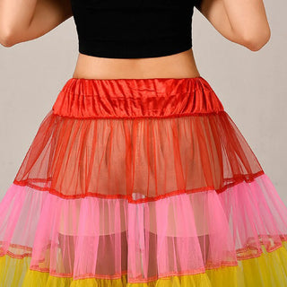 Tulle Skirt For Women Women's Long Puff Party Dance Performance Rainbow Multi Layered Tulle Skirt Female New Chic Dance Costume