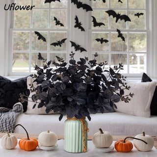 34cm Black Eucalyptus Leaves Artificial Flowers Bouquet Room Party Chritmas Decoration Desktop Artificial Plants Home Decor