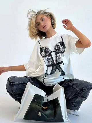 Bikini Printed T Shirt Loose  Tee Clothing Soft