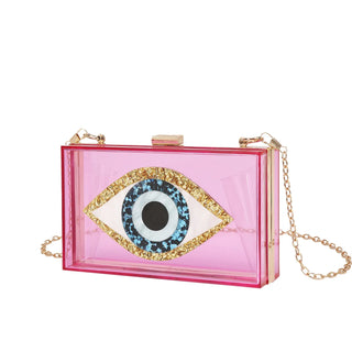 Fashion Acrylic Small Eye Box Hand Bag Luxury Tote Cross body Chain Bag Purse Clutch Bag Women Girl Party Messenger