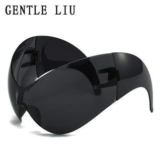 Bug fashion Oversized Y2k Sports Sunglasses Women 2000's Wrap Around Shield Goggle Men Luxury Brand Designer Trends Punk Sun Glasses Oculos