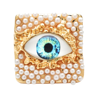 Pearl Eye Brooches For Women 4-color Beautiful Charming Eyes Party Office Badge Pins Gifts