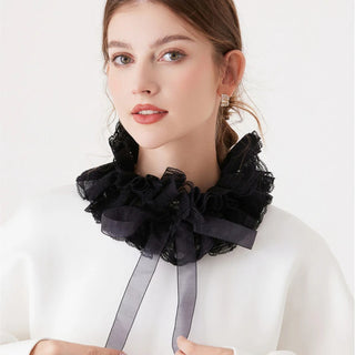 Small Fashion Lace Ruffled Multi-layer Fake Collar Versatile Detachable Mesh Decorative Collar Performance Accessories