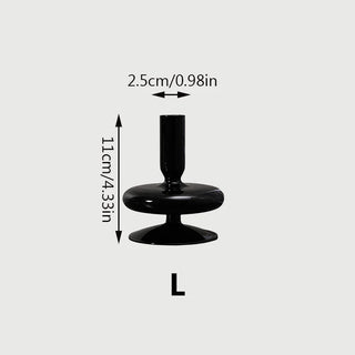 Black Glass unique Candle Holder Living Room Modern Halloween Decoration Table Creative Candlestick Glass Vase Bookshelf Decor