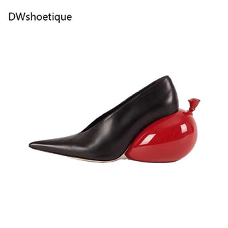 New balloon pointed toe slip on shoes circus heel casual pumps