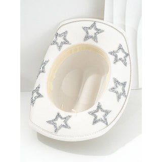 Women Men Cowgirl Hat Wide Brim Rhinestone Star Western Hats for Wedding Carnival Rave Party Travel Costume Accessories