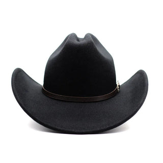 Vintage Black Western Cowboy Hat Halloween Jazz Cowgirl Leather Wide Brim
