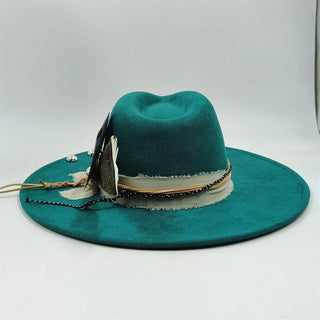 Retro Suede Fedora Hat Feather Accessories Fedora jazz Cap Panama Fashion Party Hats Autumn 2024