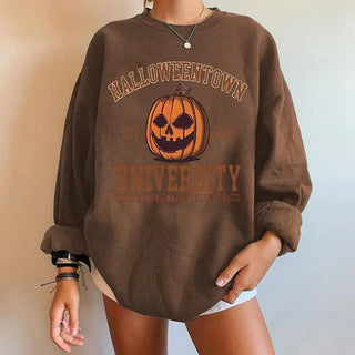 Halloween Pumpkin Letter Print Sweatshirt Round Neck Casual Trend Sweatshirt Autumn Spring Women's Clothing Spy X Family