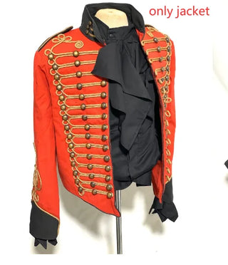 Historical Men's American Civil War Gold Braiding Hussar Officers Jacket With Gold Aiguillette Costume
