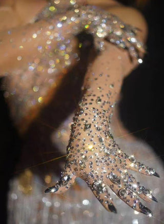 Stretch Rhinestone Gloves