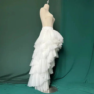 Classic Party Skirt Universal ivory black high low short front long back