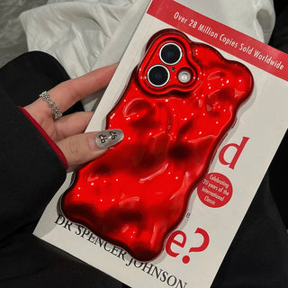 Fashion Red Wave Water Ripple TPU Phone Case For iPhone 11 12 13 14 16 Pro Max 15 Plus Anti-Fall Silicone Back Cover